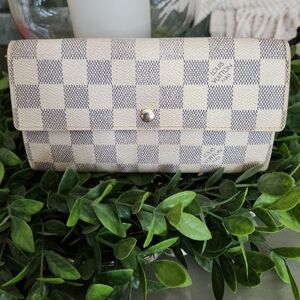 Louis Vuitton Damier Azur White and Blue Wallet with Iconic Checkered Design